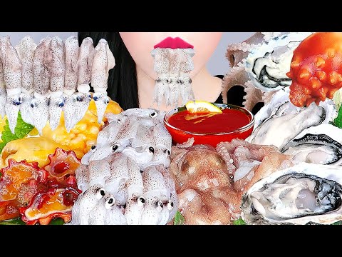 ASMR RAW SEAFOOD MUKBANG 꼴뚜기회, 산낙지회, 멍게, 석화 생굴 해산물 먹방 OYSTER, SEA PINEAPPLE OCTOPUS EATING SOUNDS