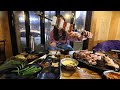 비주얼 극강) 자리에 아궁이와 솥뚜껑이! 오겹살,항정살 대왕꼬치를 통째로 Korean mukbang eating show