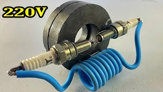 I Created Free Electricity AC 220v Generator With Big Copper Wire & Spark Plug  #technology