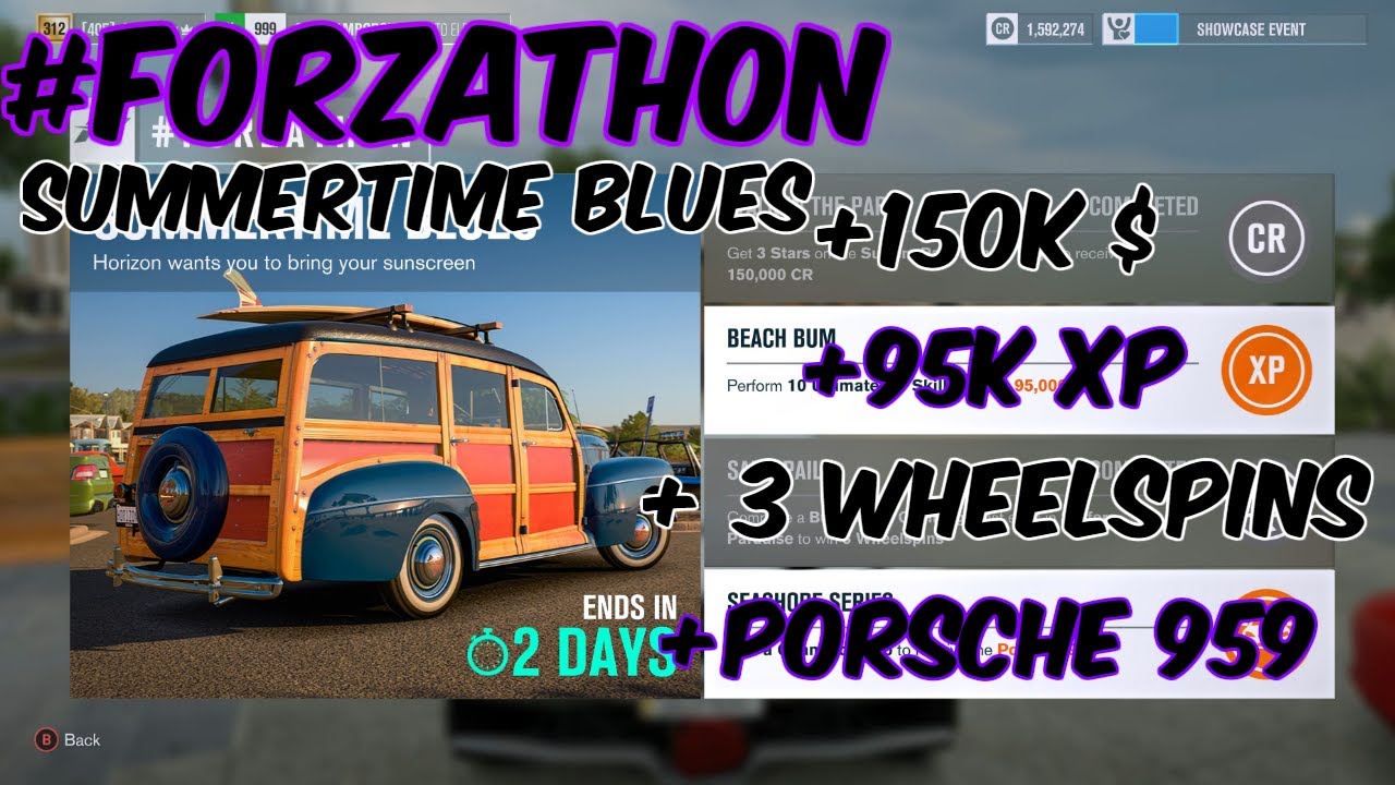 Forzathon July! (Summertime Blues) Ultimate guide!  Lots of things to get, including Porsche 959!