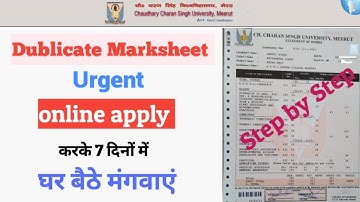 How to get Duplicate Marksheet of CCS University | Lost or Damaged | khoi hui marksheet kaise nikale