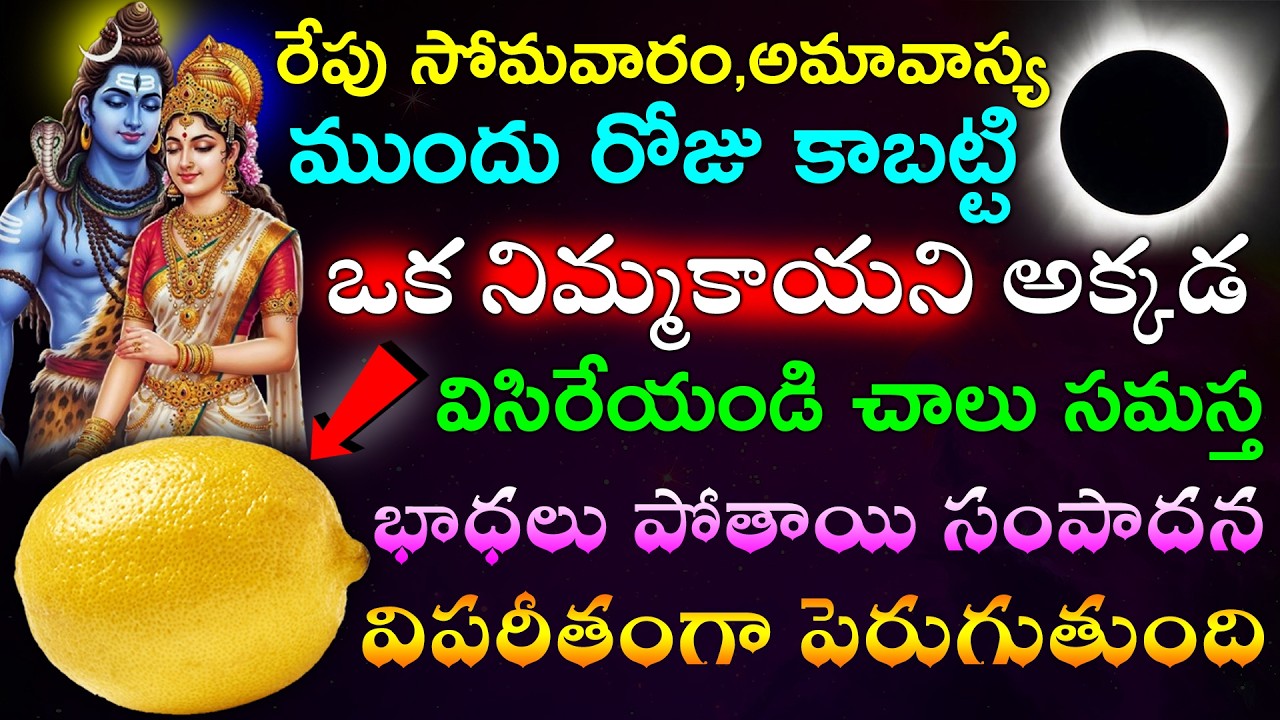 రేపు సోమవారం,అమావాస్య ముందు రోజు కాబట్టి  ఒక నిమ్మకాయని అక్కడ విసిరేయండి చాలు సమస్త భాధలు పోతాయి