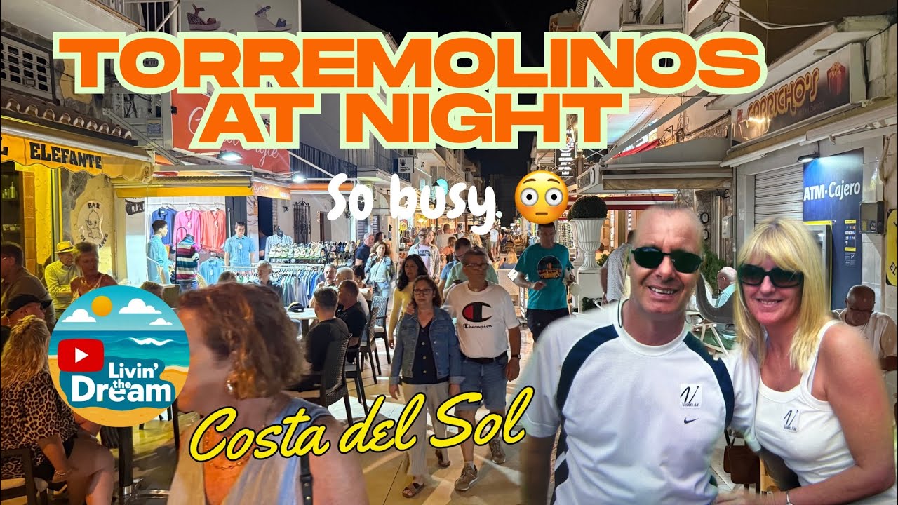 Late night walk around the Plaza in Torremolinos, Costa del Sol.