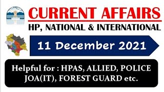 11 December 2021  Current Affairs  Himachal Pradesh National U0026 International