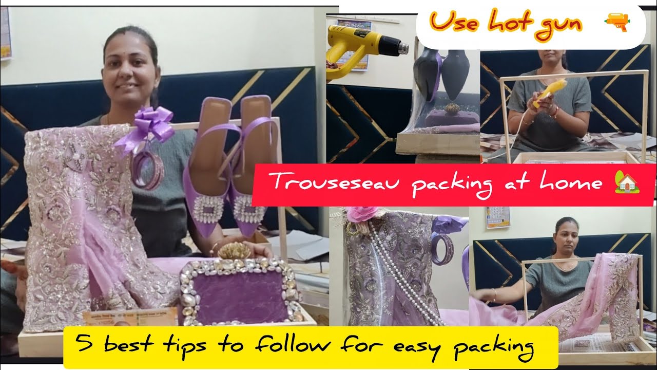 Bridal trousseau packing ideas 💡 by neelam 💫/wedding saree packing ideas at home /5 hacks to easy pk