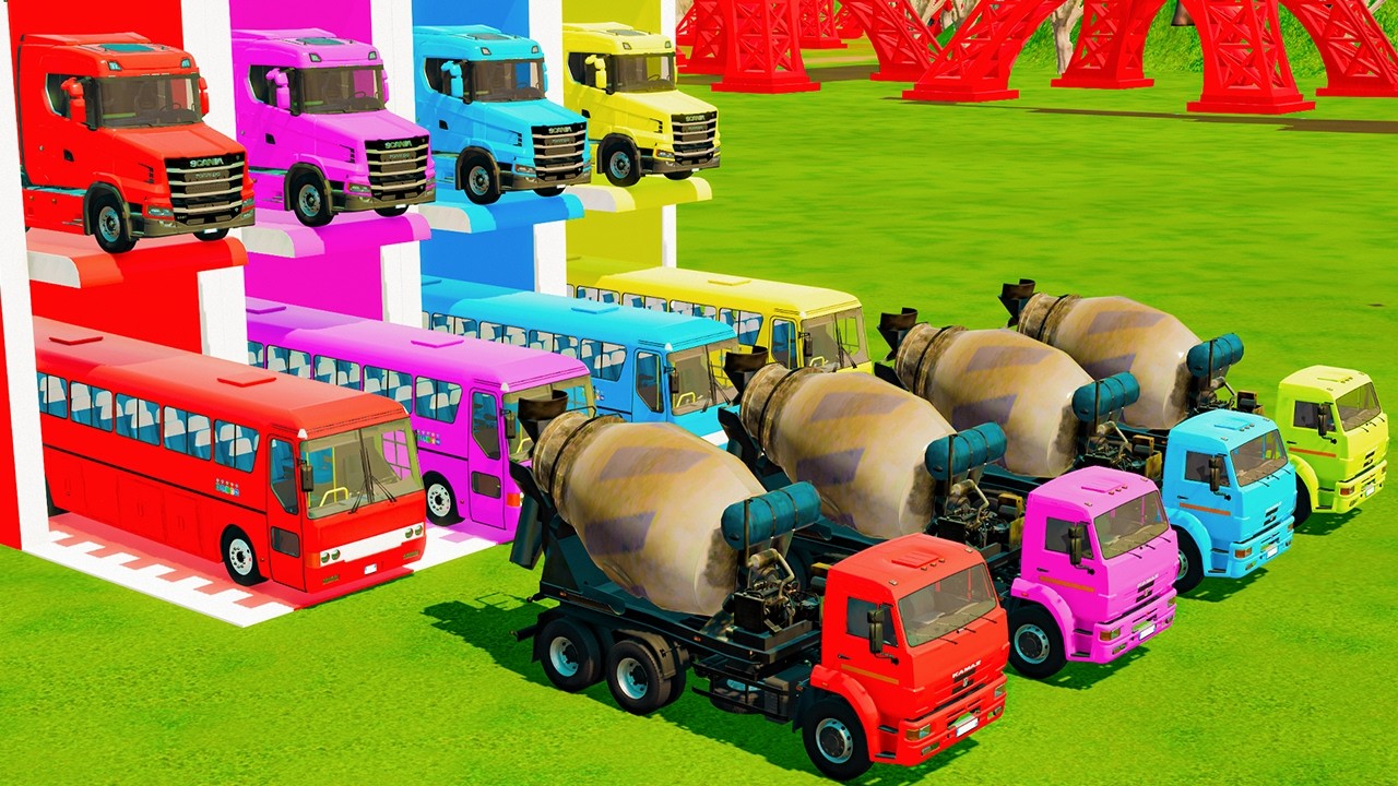 ALL CONCRETE MIXER TRUCKS LOADED ON DOUBLE FLATBED TRAILER! | FS22