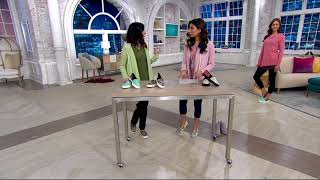 LOGO by Lori Goldstein Mixed Media Sneaker with Goring on QVC