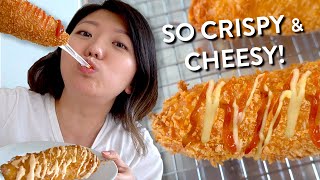 Korean Street Food CHEESE DOG RECIPE Video 🧀 cheesy \& stretchy!