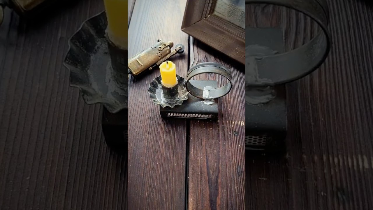 Vintage Galvanized Metal Tin Match Box Candle Holder!