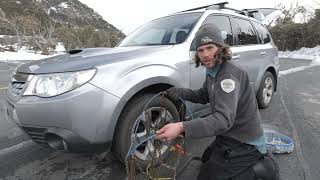 How to fit snow chains Mount Buffalo National Park