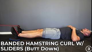Banded Hamstring Curl with Sliders (Butt Down)