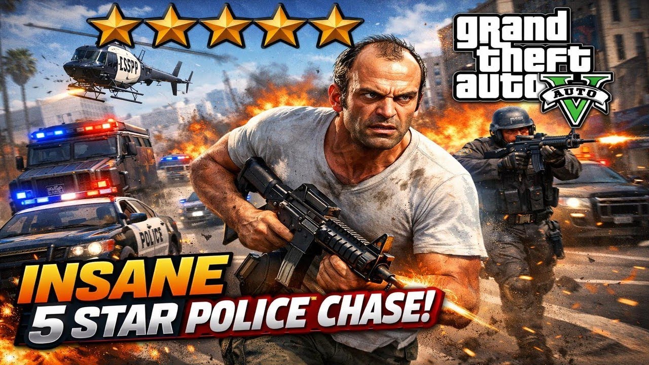 I Survived a 5 Star Police Chase in GTA V 🚔🔥on PS5 PRO - YouTube