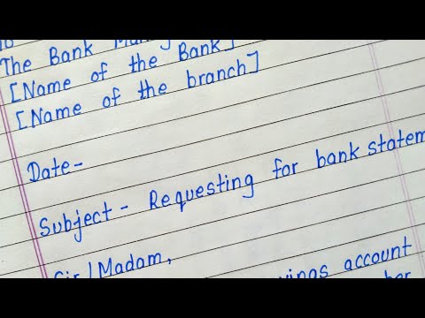 Application for requesting bank statement || Bank statement request letter in english