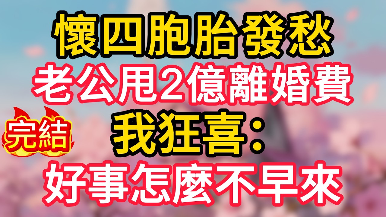 懷四胞胎發愁，老公甩2億離婚費，我狂喜：好事怎麼不早來