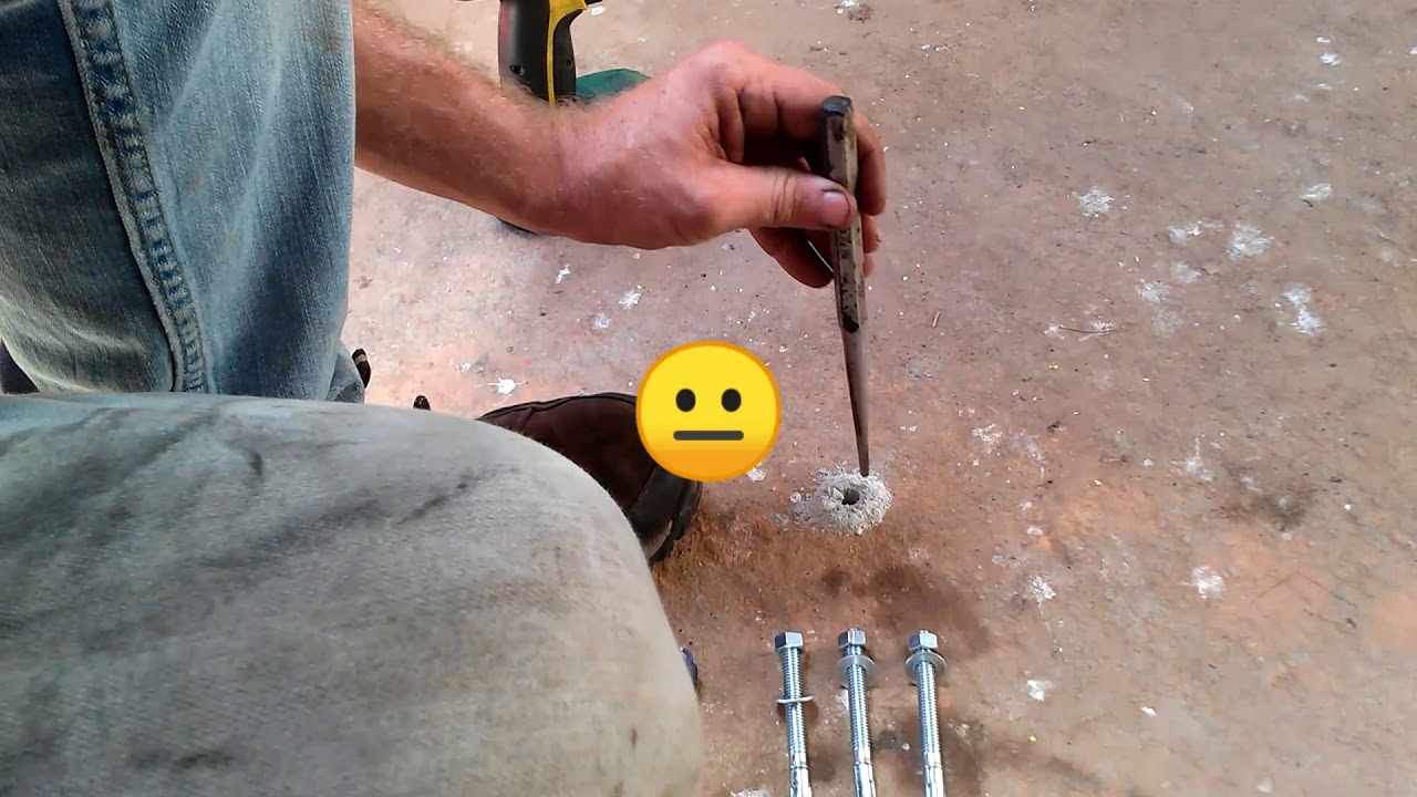 Installing tire machine using concrete anchors. YouTube