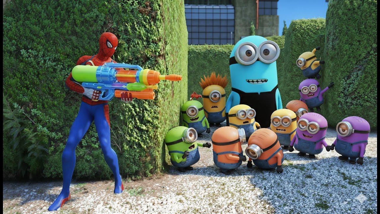 GTA 5 Epic Ragdolls RED SPIDERMAN VS RED MINION VS GREEN MINION (Euphoria Physics & Funny Fails)#30