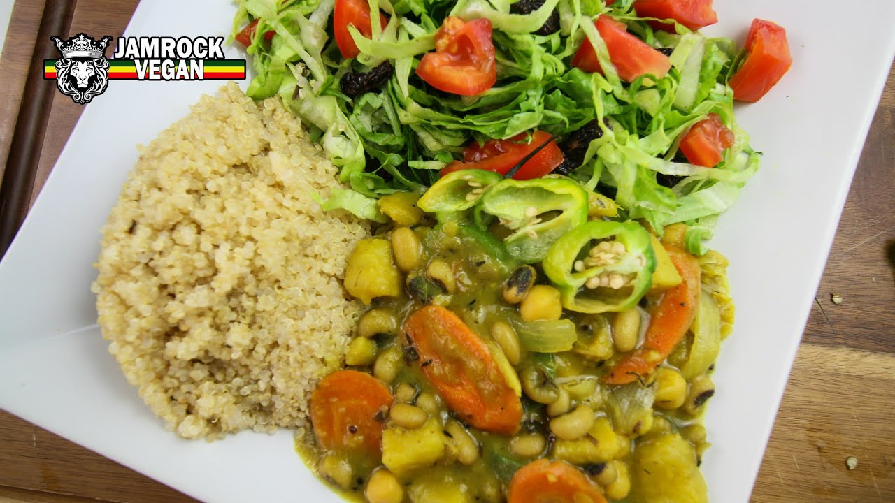 Curry Coconut ChickpeasBlack Eye peas w/ Lemon Herb Quinoa Jamrock Vegan Recipe YouTube