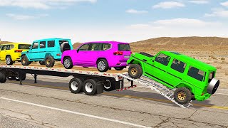 Flatbed Truck Mcqueen | Transportation with Truck - Pothole vs Car #645 - BeamNG.Drive