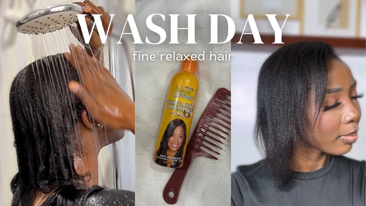 Wash Day Routine for Fine Relaxed Hair - YouTube