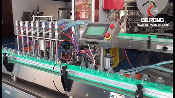 Hand sanitizer liquid automatic bottle filling pump capping machine testing video