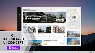 UI Design Real Estate Dashboard Application - Winform C# Guna Framework