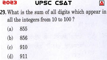Number System | What Is The Sum Of All Digits Which Appear In All The Integers From 10 To 100 ?