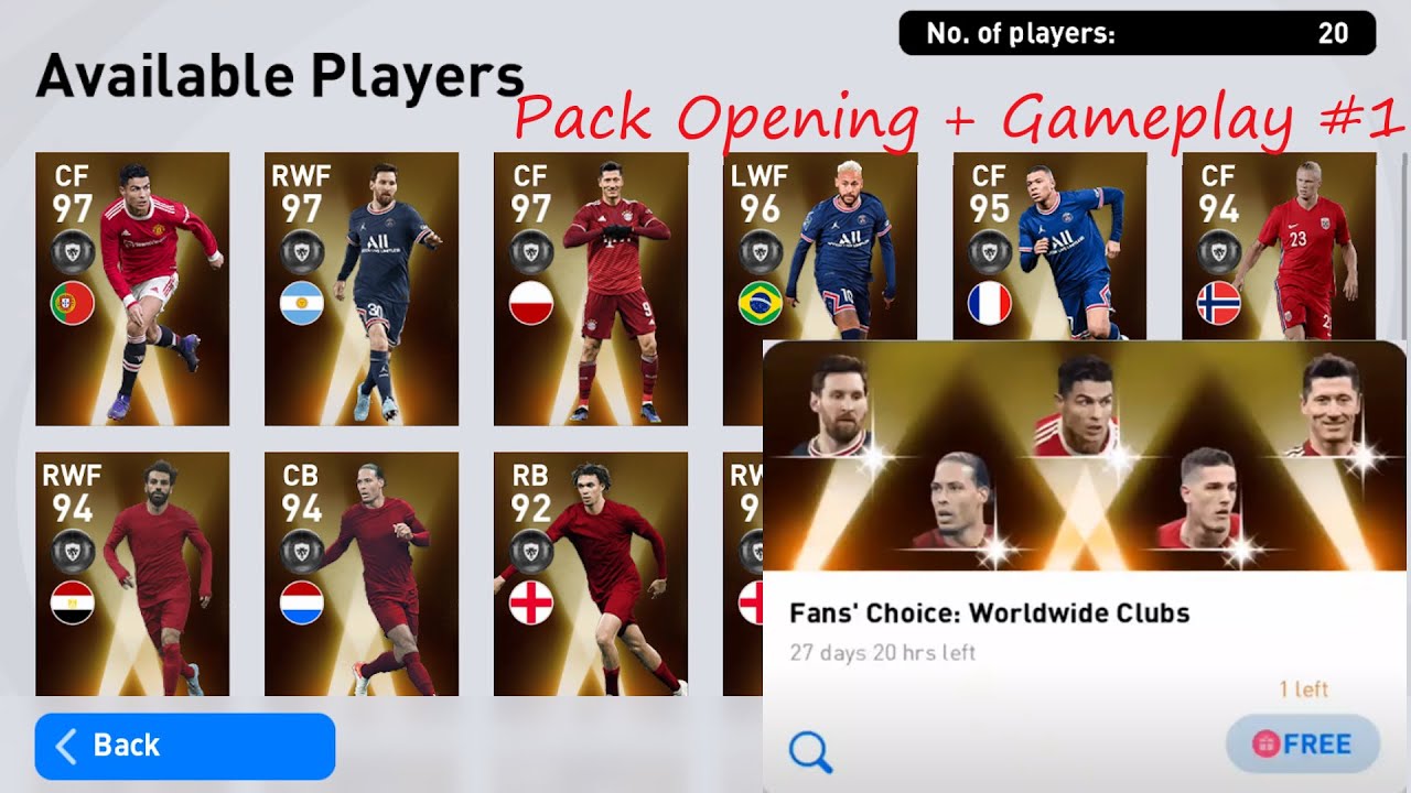 Fans' Choice: Worldwide Clubs Pack Opening😱🔥+ Gameplay #1🔥eFootball PES 2021 Mobile