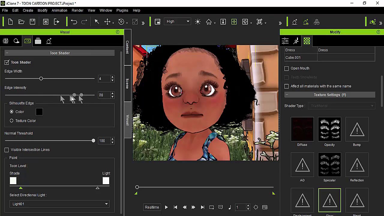 ICLONE TUTORIAL 5, 6, 7 PART 2   GIVING A TOON CARTOON LOOK TO A PROJECT FOR 2D VIDEOS