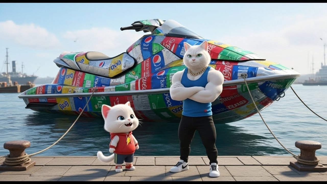 A Kitten’s Homemade Soda Can Boat – A Heartwarming Story