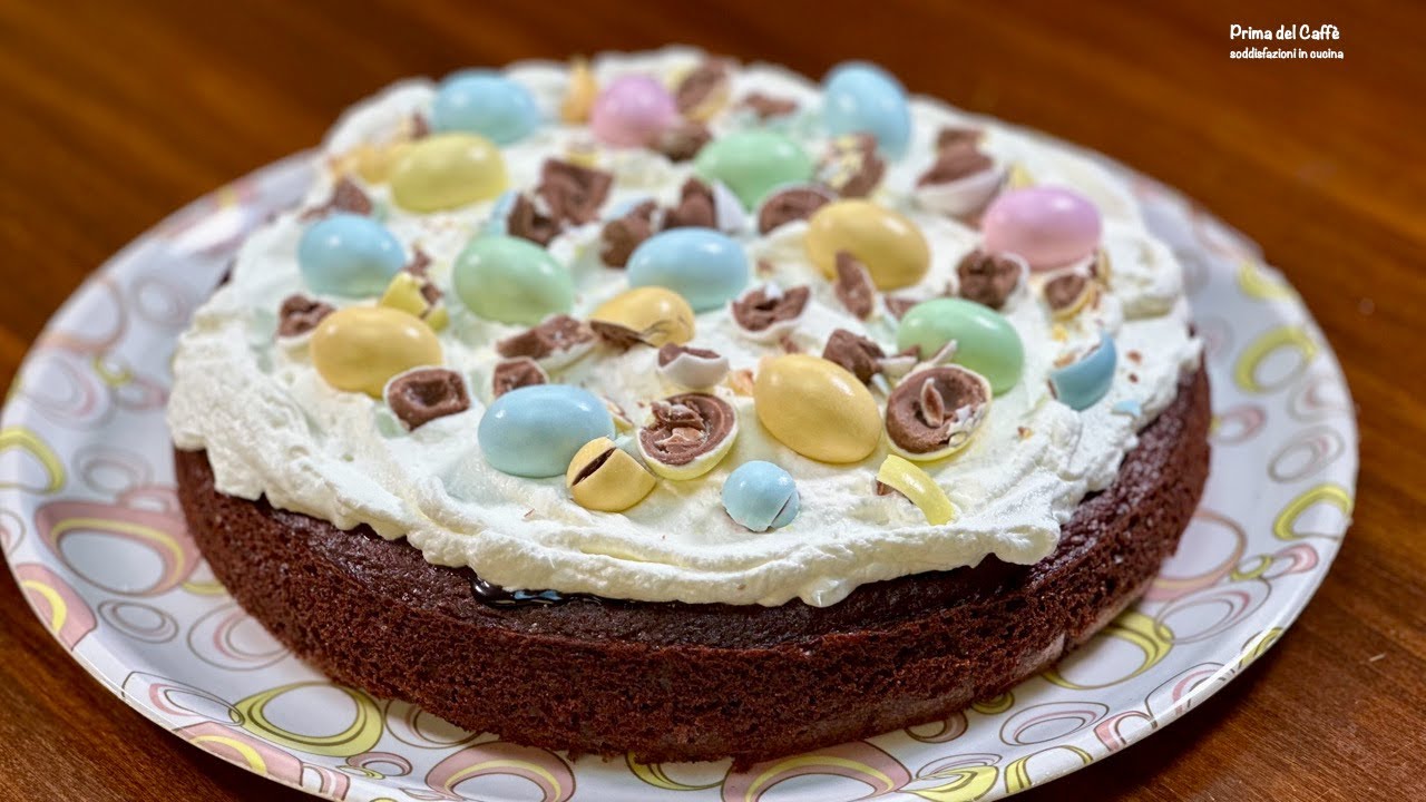 Deliziosa e Simpatica Torta di Pasqua TORTA AL CIOCCOLATO CON OVETTI COLORATI - torta da 24 cm