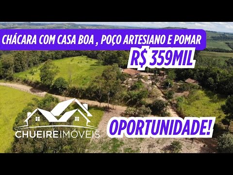 Capa do vídeo CHÁCARA A VENDA – CASA BOA, POÇO ARTESIANO E POMAR R$359 MIL- OPORTUNIDADE