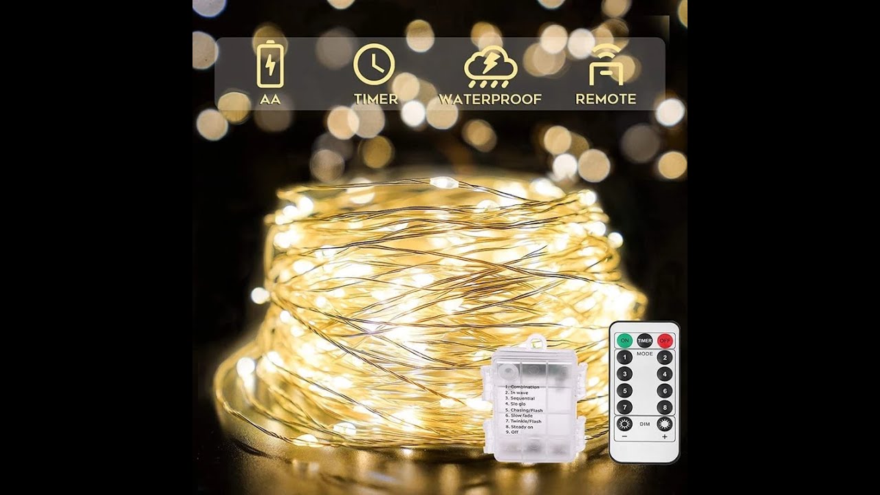 LED Fairy Lights Battery Operated Remote Copper Wire Light Garland Christmas Wedding Party String Li
