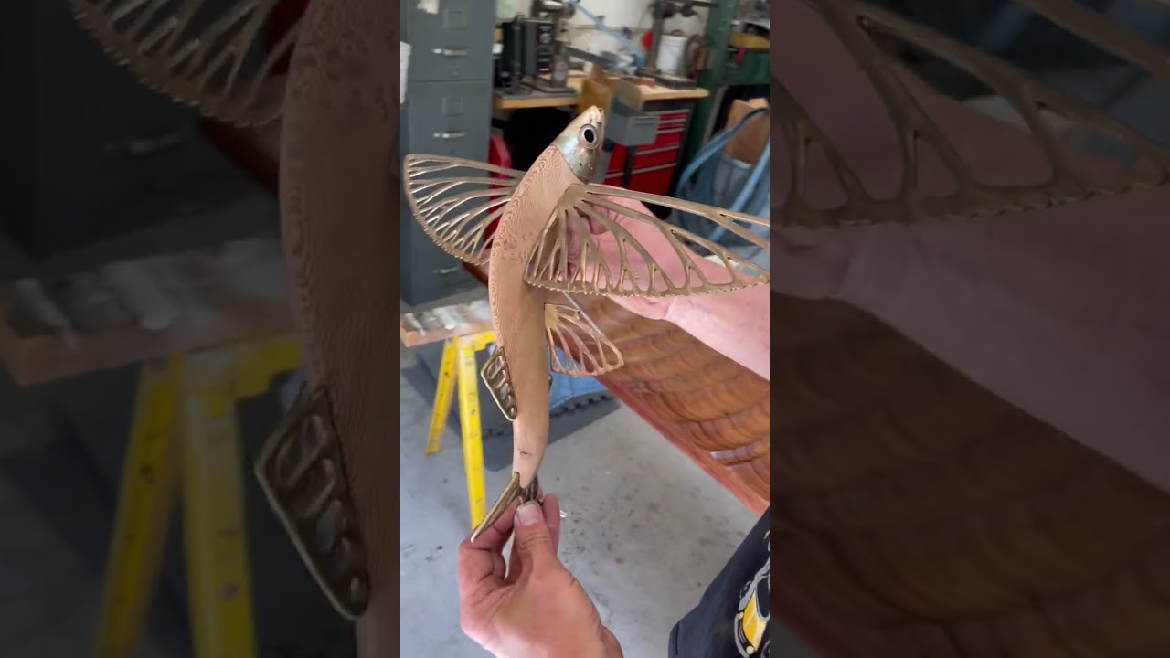A bronze flying fish in progress 