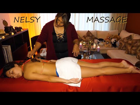 NELSY - ASMR MASSAGE WITH FIRE, STAMPS, OIL, WATER, 7 MINUTES FOOT MASSAGE.