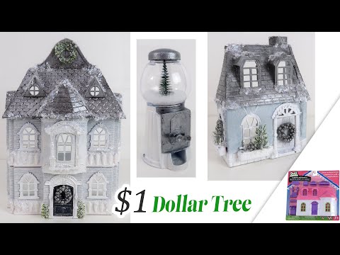 Christmas Village House DIY / Dollar Tree  Doll House DIY / Mini Snow Globe DIY