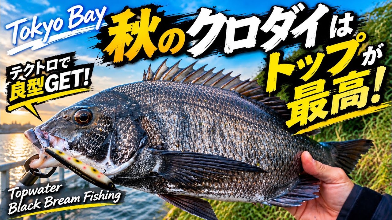 y*y様 田村釣具　クロウナギ　トップウォーター チヌトップ】トップウォーターのテクトロで良型クロダイ！秋はトップが