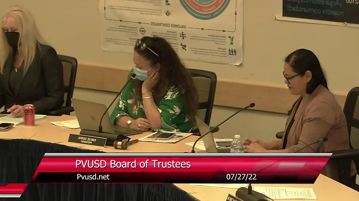 PVUSD Regular Board Meeting 7/27/22