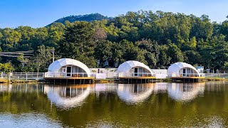 3 Lovely Waterdrop glamping pods by the lake