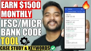 Earn $1500 Monthly | BANK IFSC MICR CODE WEBSITE 2020 (No Content-NO SEO) Simple Copy Paste Work