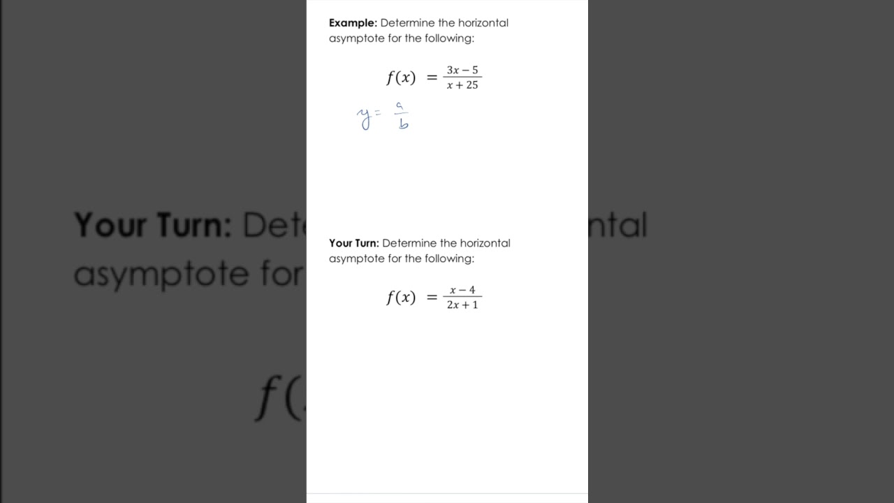 Finding the Horizontal Asymptote of a Rational Function - High School Algrbra