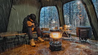 Solo Camping in Heavy rain with My Dog . Relaxing in the Hot Tent . Wood Stove ASMR by 류캠프 RYUCAMP 166,855 views 6 months ago 22 minutes