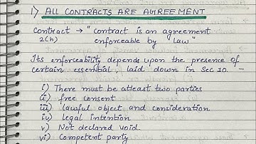 All agreements are not contact|| contract act 1872|| lawful notes