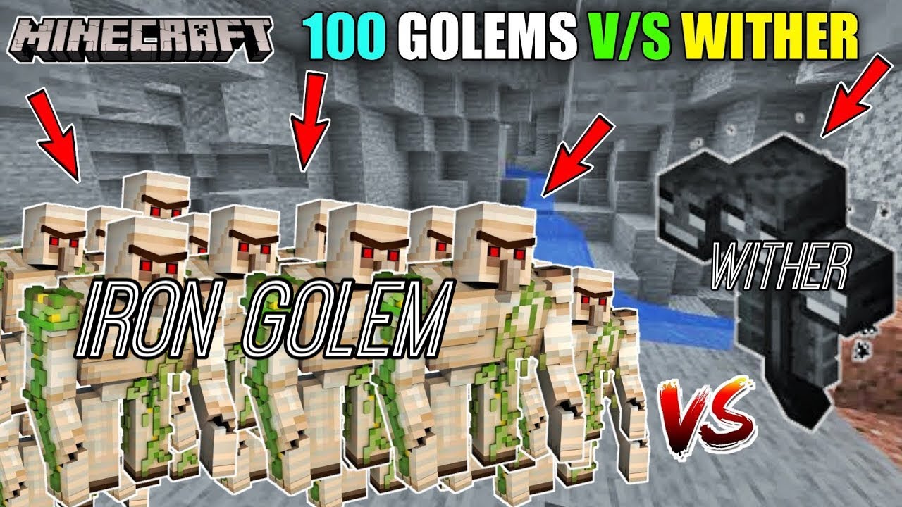 Minecraft and Iron Golem vs Wither Pt. 2 Underground Fight YouTube