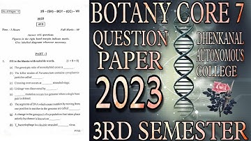Botany core 7 Question paper 3rd semester Question paper Dhenkanal autonomous college #botany @UGCCT