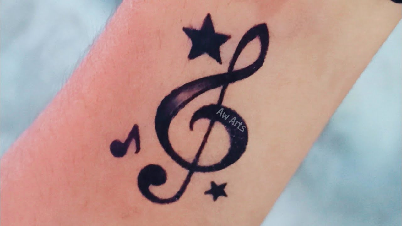 Very Easy Trick to make beautiful music symbol tattoo || small music tattoo  designs - YouTube