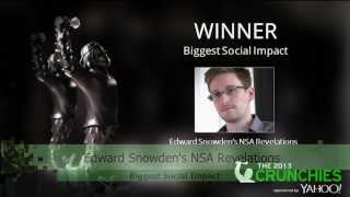 Celebrity Edward Snowden: Biggest Social Impact | Crunchies 2013 Wealth