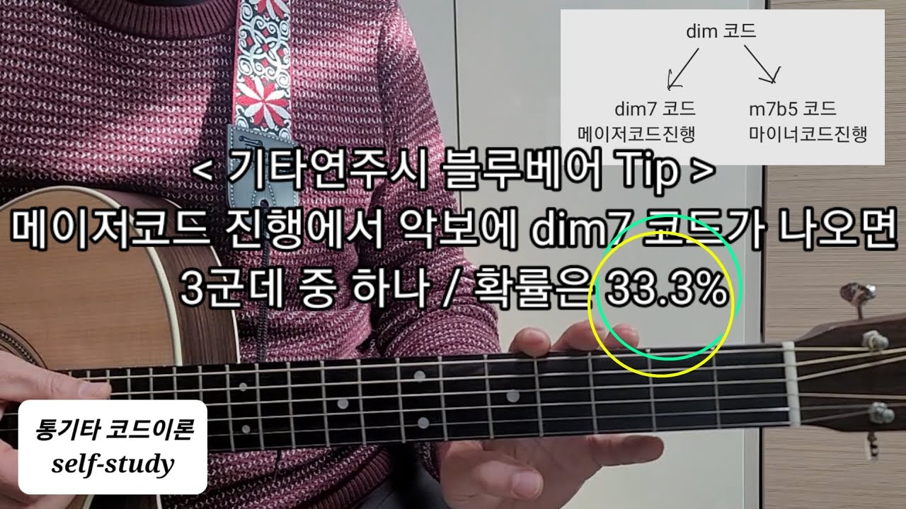 기타 / 강좌253 / 기초 / dim7 심화과정 / 메이저코드에서 dim7 코드 / 코드이론 - YouTube