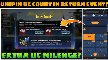 Unipin Purchased Uc Count In Return Event 🤔 Return Special Uc Purchase Bgmi | Unipin Bonus Uc Bgmi