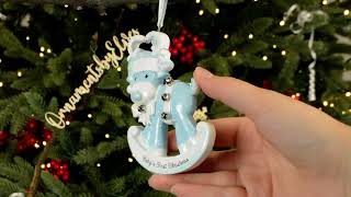 Ornaments by Elves: Personalized Baby Reindeer in Blue Christmas Ornament OBE-OR1572-B