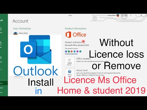 How to add install outlook without loss licence Home & Student 2019 in Hindi